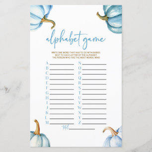 Blue Pumpkins Fall Alphabet Baby Shower Game