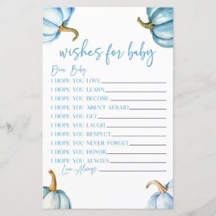 Blue Pumpkins Fall Wishes For Baby Shower Game