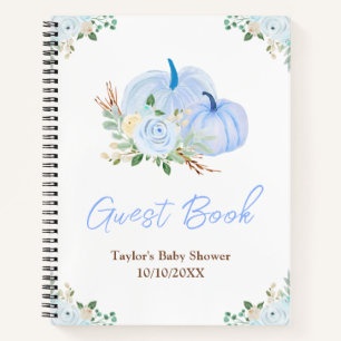 Blue Pumpkins Floral Baby Shower Guest Book