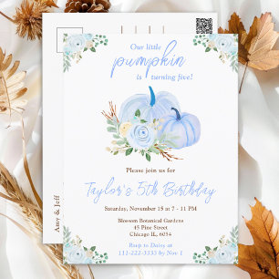 Blue Pumpkins Floral Birthday Party Postcard