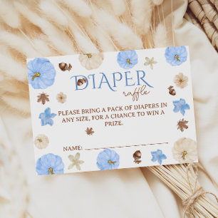 Blue Pumpkins Flowers Baby Shower Diaper Raffle  Enclosure Card
