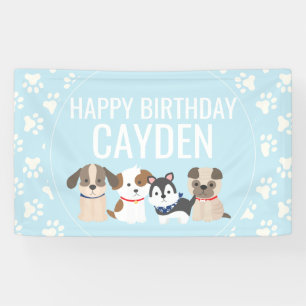 blue puppy birthday party banner