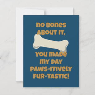 Blue Puppy Bones Birthday Paw-ty Thank You Card