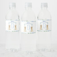 Blue Puppy Dog Baby Shower Water Bottle Labels