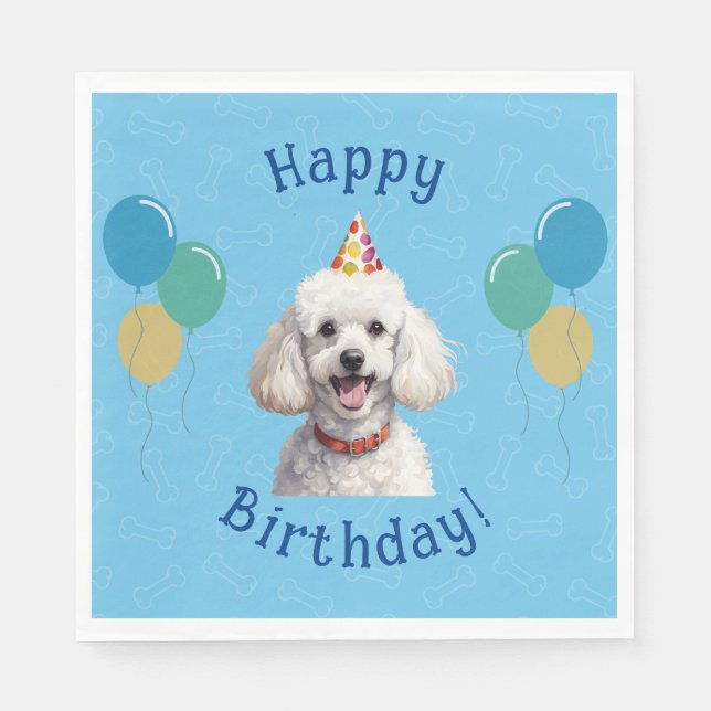 Blue Puppy Dog Birthday Paw-ty Napkin (Front)