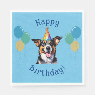 Blue Puppy Dog Birthday Paw-ty Napkin