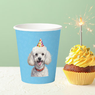 Blue Puppy Dog Birthday Paw-ty  Paper Cups