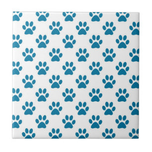 Blue puppy paw print pattern tile