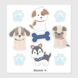 Blue Puppy Sticker Sheet