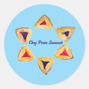 Blue Purim Hamantaschen  Classic Round Sticker