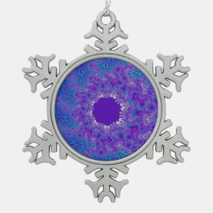 Blue Purity Sunburst Snowflake Pewter Christmas Ornament