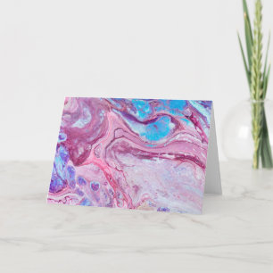 Blue Purple Abstract Acrylic Fluid Art Card