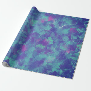 Blue purple Abstract Brush Strokes Design Wrapping Paper