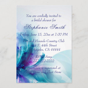 Blue & Purple Abstract Flower Bridal Shower Invitation