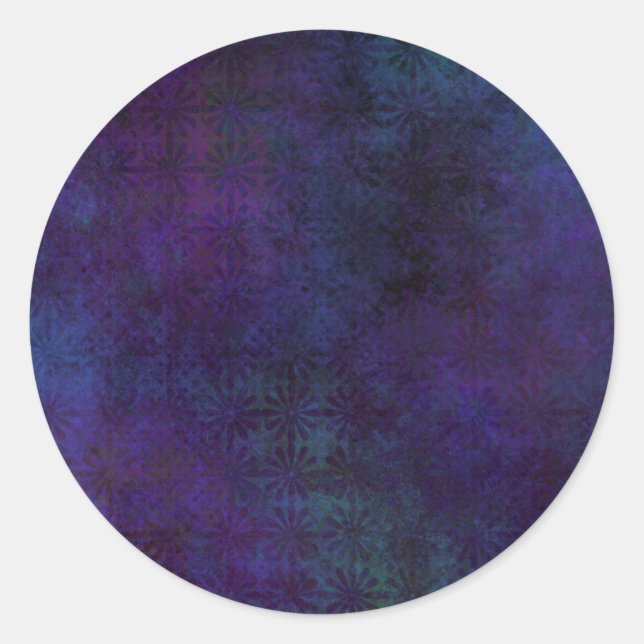 Blue & Purple Abstract, Grungy Digital Art Classic Round Sticker (Front)