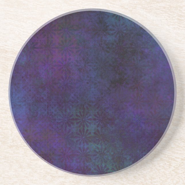 Blue & Purple Abstract, Grungy Digital Art Coaster (Front)