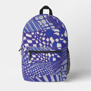 Blue Purple Abstract Line Art Doodles Backpack