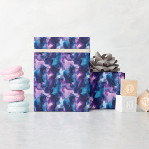 Blue & Purple Abstract Oil Paint  Wrapping Paper