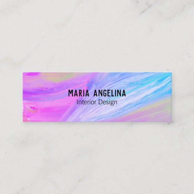 Blue Purple abstract oil painting Mini Business Card (Front)