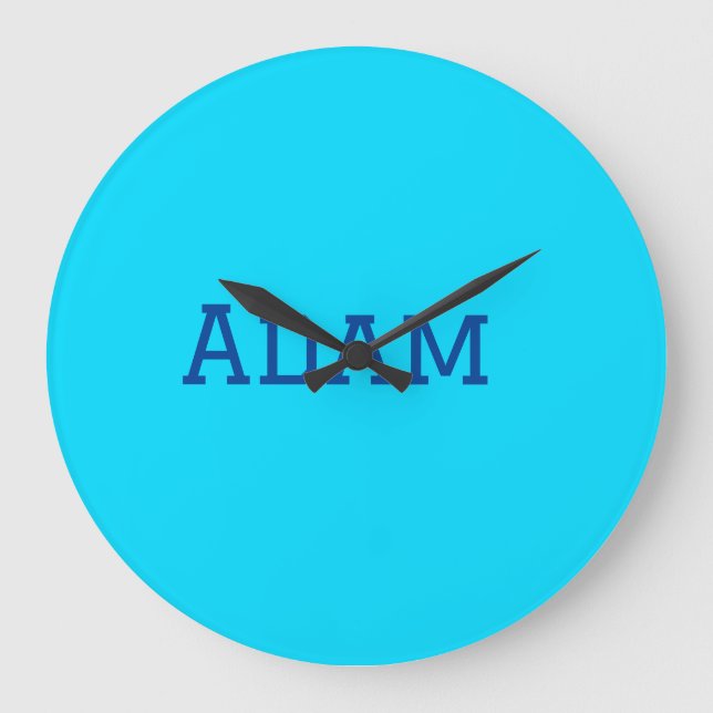 Blue purple add name text back to school message s large clock (Front)