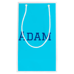 Blue purple add name text back to school message s small gift bag