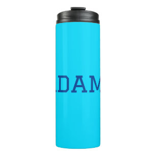 Blue purple add name text back to school message s thermal tumbler