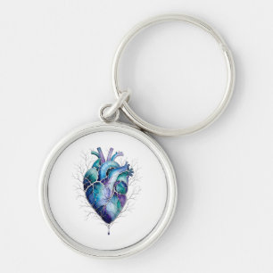 Blue & Purple Anatomical Heart Key Ring