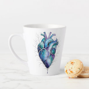 Blue & Purple Anatomical Heart Latte Mug