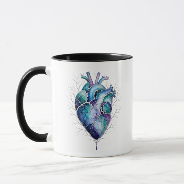 Blue & Purple Anatomical Heart Mug (Left)
