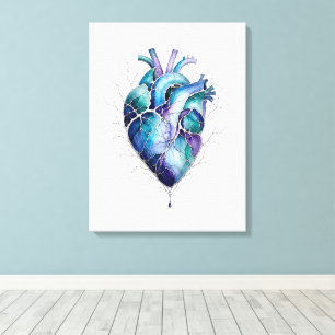 Blue & Purple Anatomical Heart Wall Art