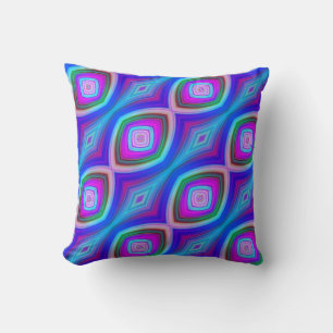 Blue Purple and Aqua Pattern Psychedelic Cushion