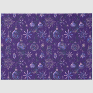 Blue Purple and Gold Christmas Ornaments Christmas Tissue Paper