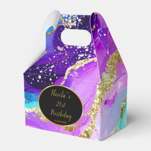 Blue, Purple and Gold Ink Birthday Party Favour Box