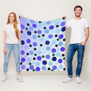 Blue Purple And Green Polka Dots, Fleece Blanket