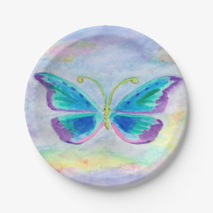 Blue, Purple and Magenta Butterfly Paper Plates
