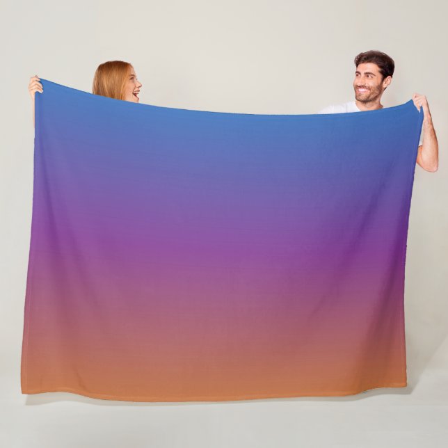 Blue, Purple and Orange Gradient Fleece Blanket (In Situ)