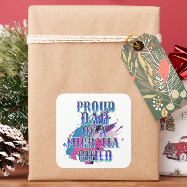 Blue Purple and Pink Microtia  Square Sticker (Holiday)