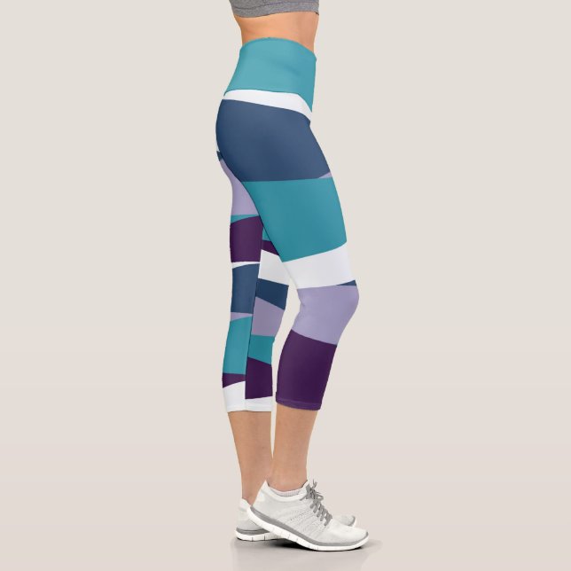 Blue Purple and White Capri Leggings (Right)