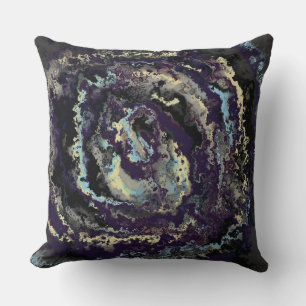 Blue, purple and yellow spiral abstract cushion