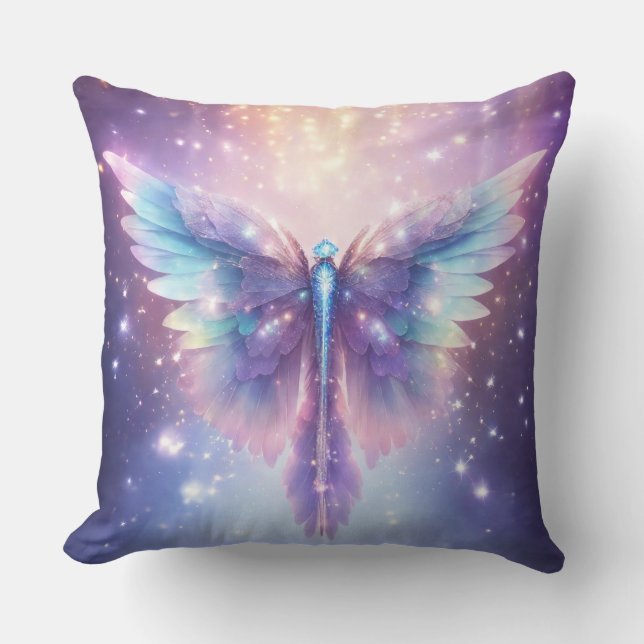 Blue Purple Angel Wings Design Cushion (Front)
