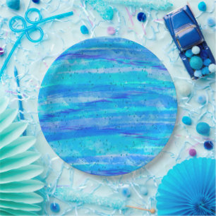 Blue, Purple, Aqua marine Paper Plate