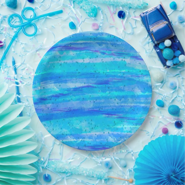 Blue, Purple, Aqua marine  Paper Plate (Party)
