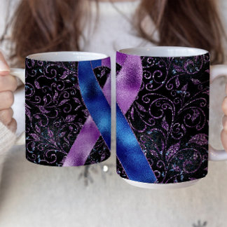 Blue Purple Awareness Ribbon Mug Design