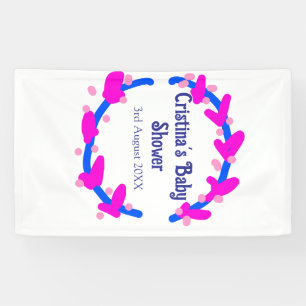 Blue purple baby shower floral wreath boho add nam banner