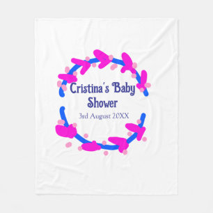 Blue purple baby shower floral wreath boho add nam fleece blanket