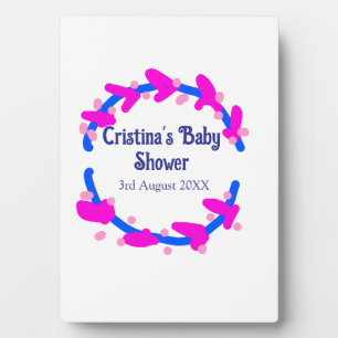 Blue purple baby shower floral wreath boho add nam plaque