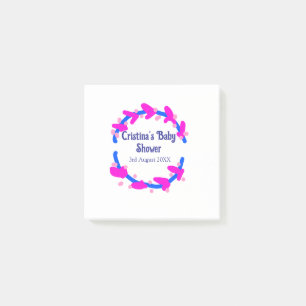 Blue purple baby shower floral wreath boho add nam post-it notes