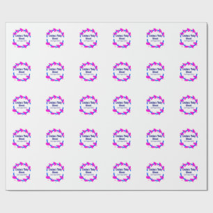 Blue purple baby shower floral wreath boho add nam wrapping paper