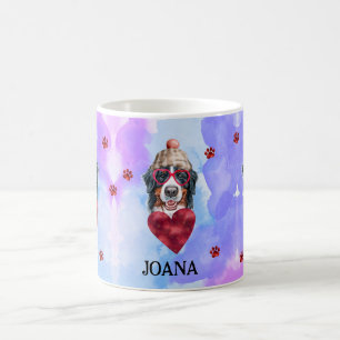Blue Purple Bernese Valentine's Day Gift Dog Coffee Mug