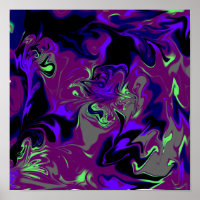Blue, Purple, Black, Grey Liquid Art Poster 